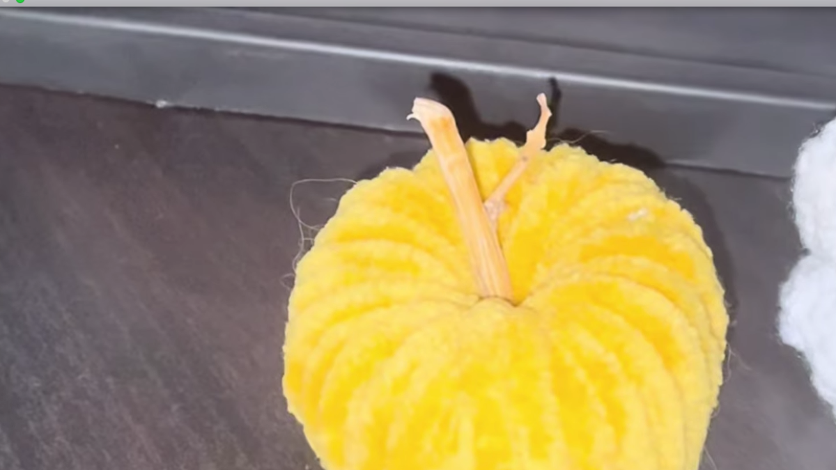 Recycle your paper rolls by making this beautiful yarn pumpkin