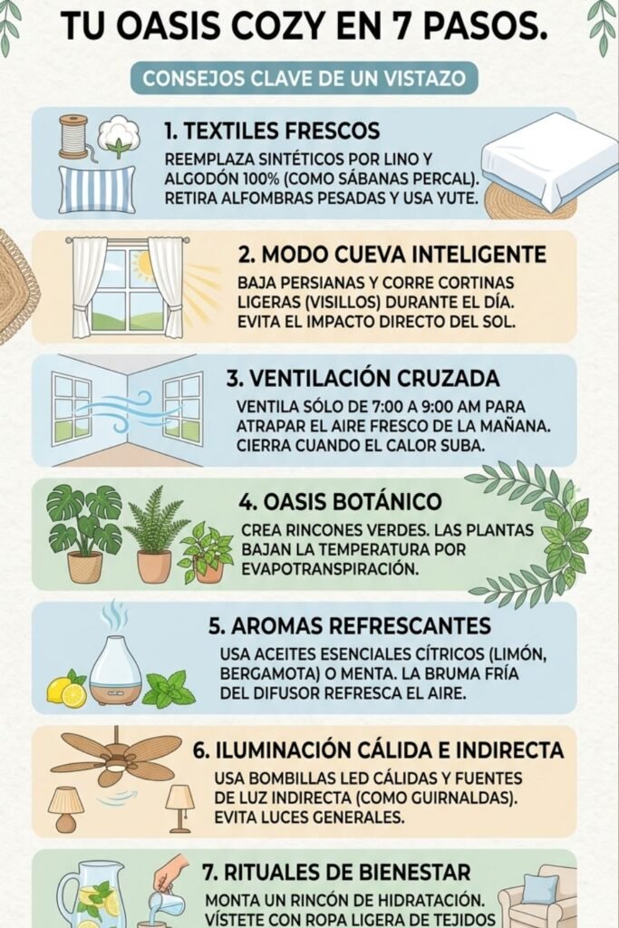 casa cozy en verano 3 infografia pasos para mantener tu casa cozy en verano