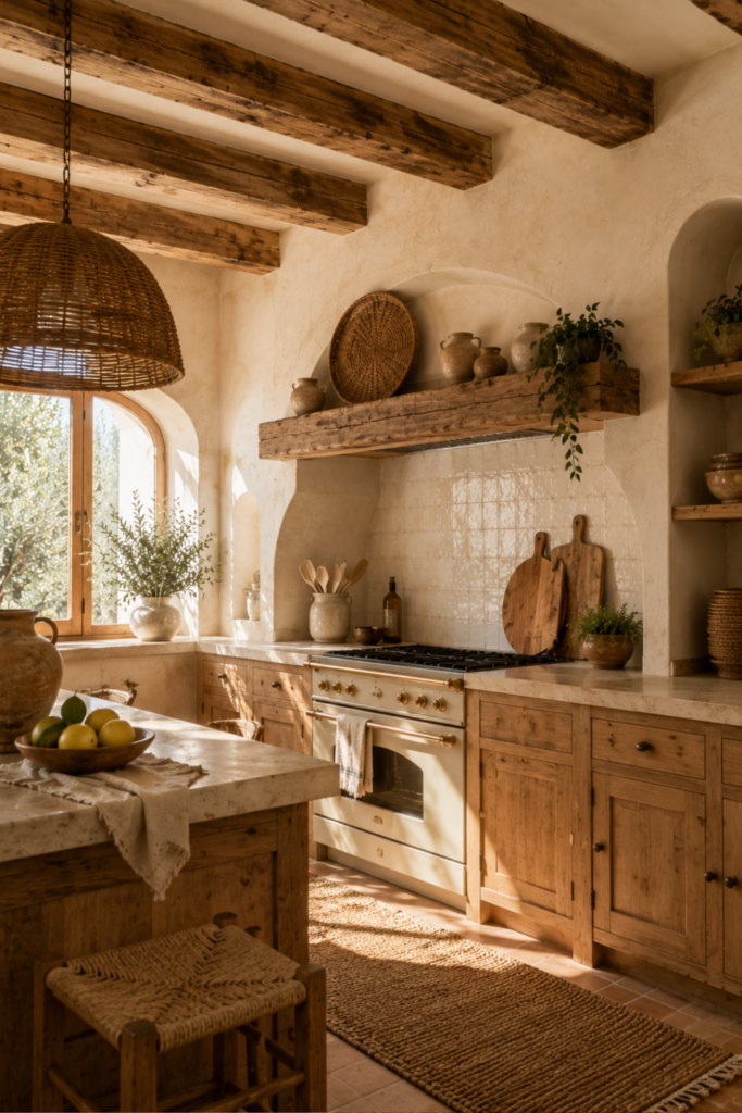 conseguir una cocina mediterránea acogedora (21) cocina con vigas en el techo