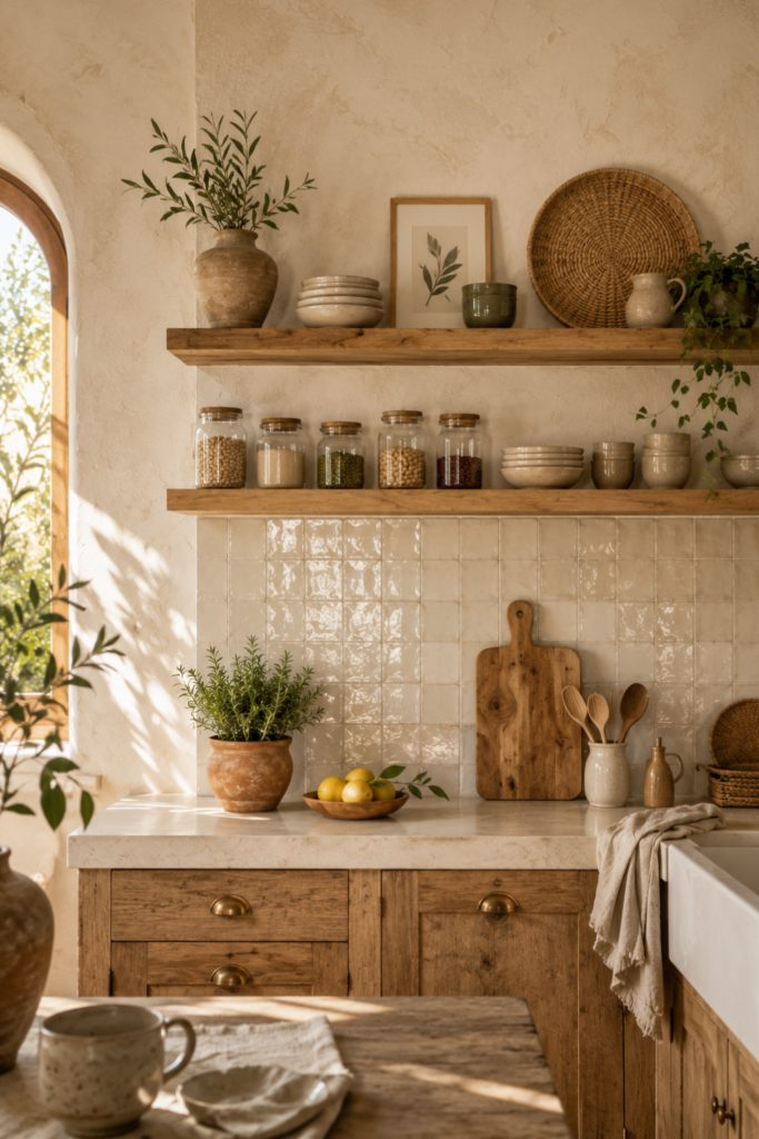 conseguir una cocina mediterránea acogedora pared mediterránea
