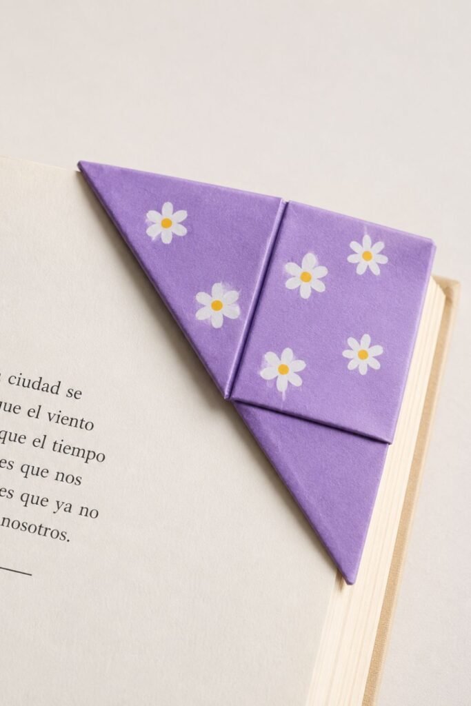 origami corner bookmark and collage cards made from patterned paper