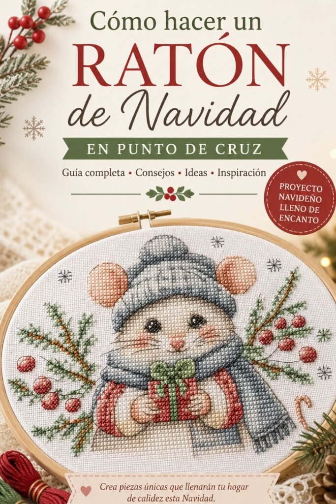 ratón en punto de cruz